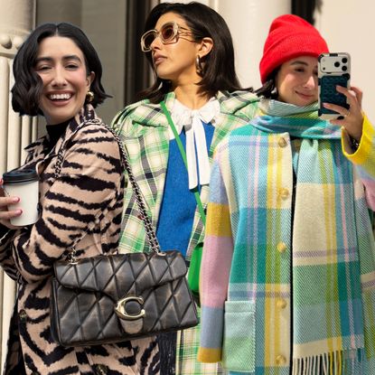 April Lockhart wearing various colorful statement coats