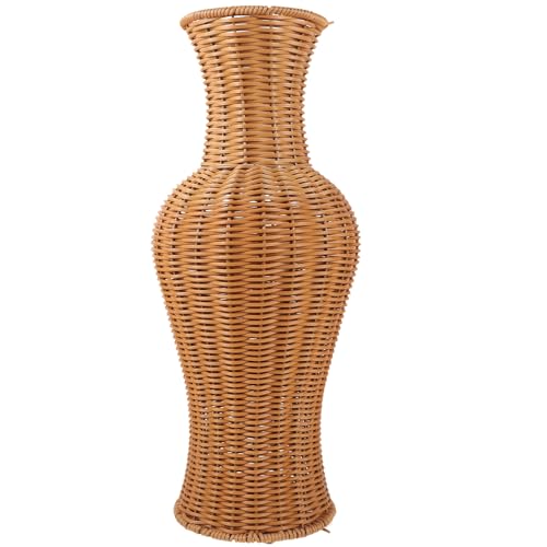Tehaux Rattan Woven Flower Vase - Elegant Rattan Vase Home Decor for Dried Flowers - Artificial Wicker Floor for Home Office Decoration, Rustic Boho Design, 45x19cm/17.71x7.48inch