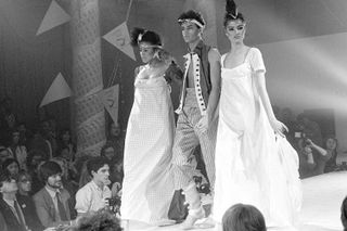 Vivienne Westwood World's End Fashion show "Pirates", Autumn/Winter 1981-82, the first catwalk show of Vivienne Westwood and Malcolm McLaren, at Olympia, London, 22 October 1981.