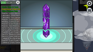 A screenshot of the crystal artifact from Among Us.