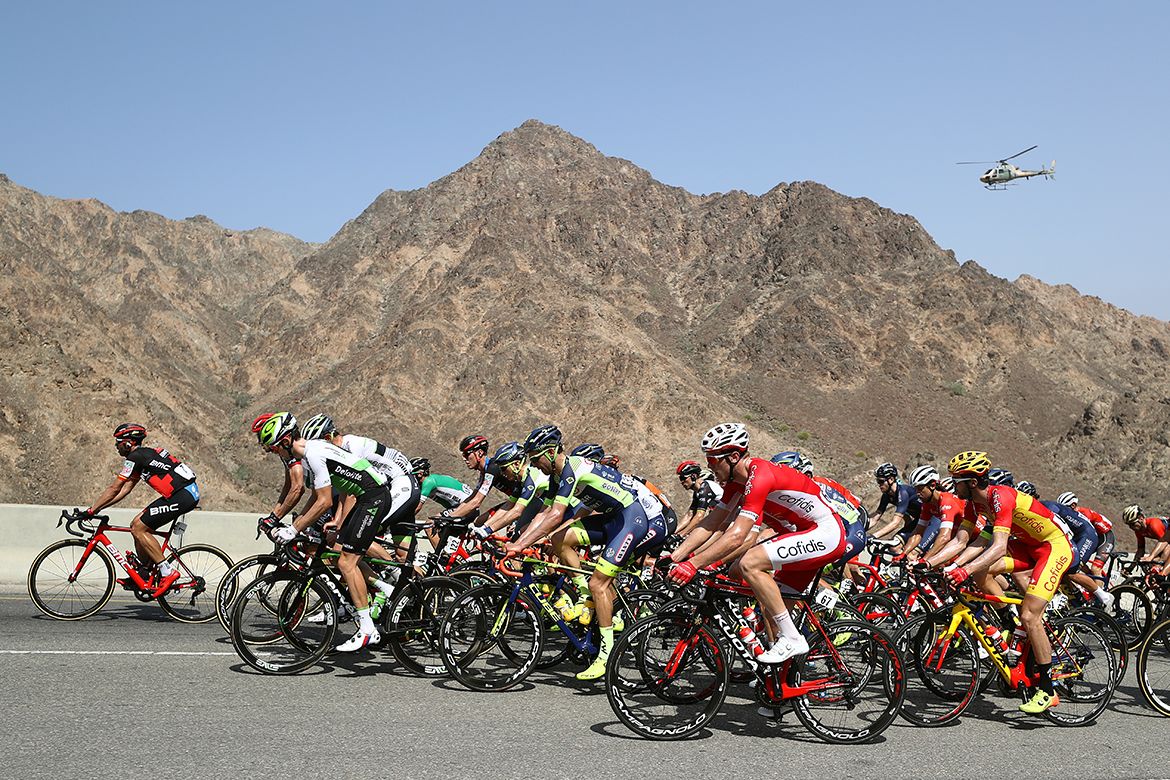 The Tour of Oman peloton on stage 4.
