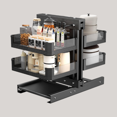 Velpax 900mm Blind Corner Pull Out Organizer,2 Tier 4 Shelf Kitchen Cabinet Organizer,extendable Cupboard Organiser Shelf,for Blind Corner Kitchen or Bathroom Cabinet