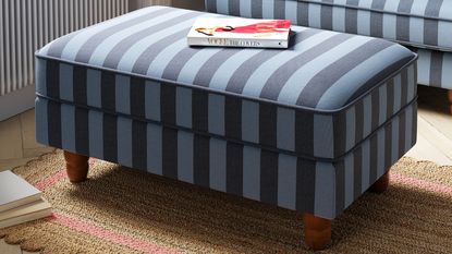 Dunelm Beatrice Two Tone Woven Stripe Large Storage Footstool