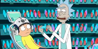 Rick and Morty in the episode "Morty's Mind Blowers."