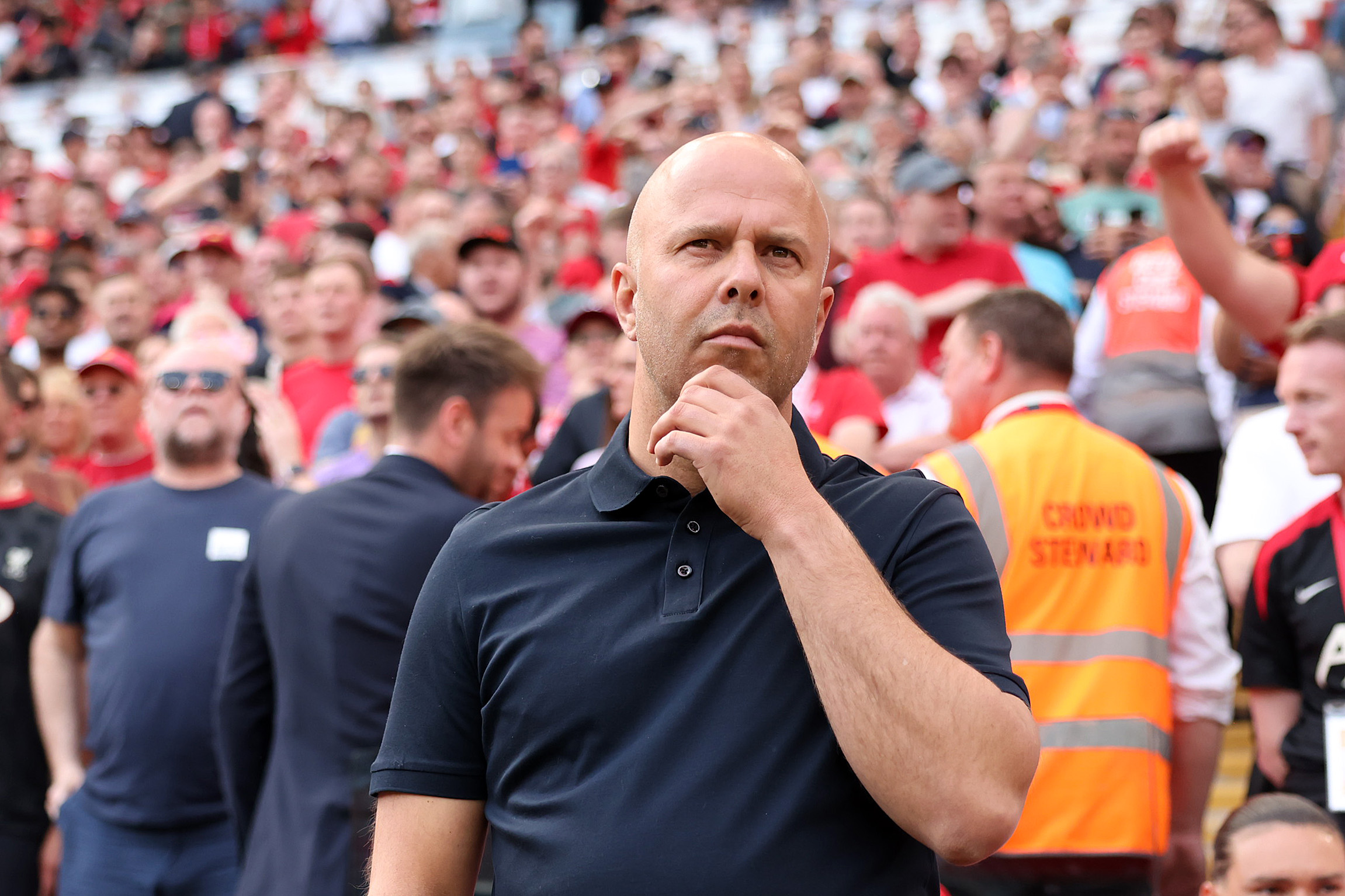 Liverpool manager Arne Slot looks on during his sides Premier League clash with Arsenal