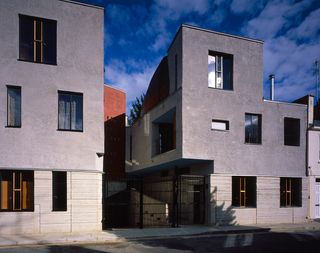 The muted facade of the properties, facing on to Walmer Road