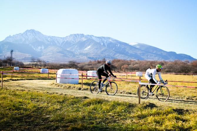 Riders compete in the shadow of the Yatsugatake mountains