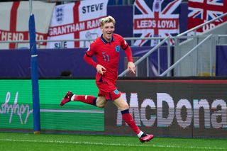 Anthony Gordon scores for England's U21s at the Euros
