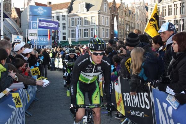 Matt Goss (GreenEdge) in determined mood in Bruges.