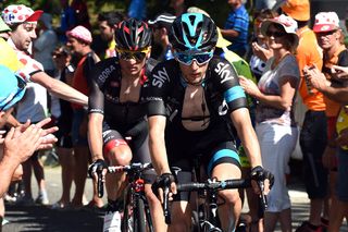 Sky's Leopold Konig negotiates the crowd on stage ten of the Tour de France (Watson)