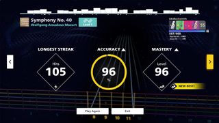 The end-of-level score screen that rewards Rocksmith+ players for their efforts.