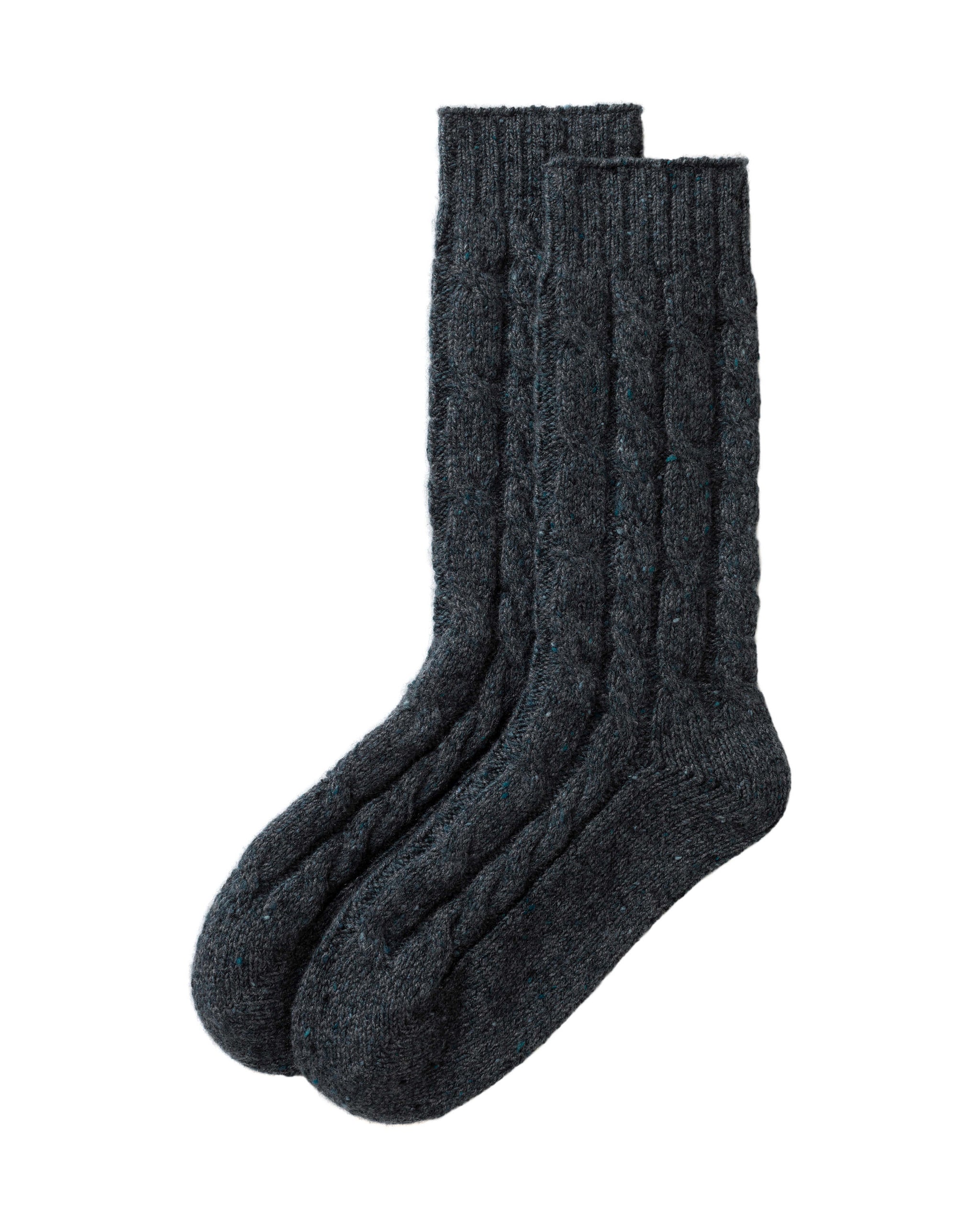Cashmere Donegal Cable Blue Socks