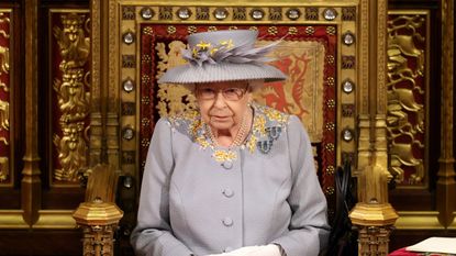 Queen Elizabeth II ahead of the Queen&#039;s Speech in the House of Lord&#039;s Chamber during the State Opening of Parliament