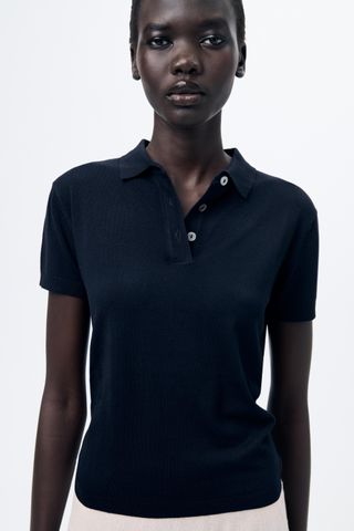 Plain Knit Basic Polo Shirt