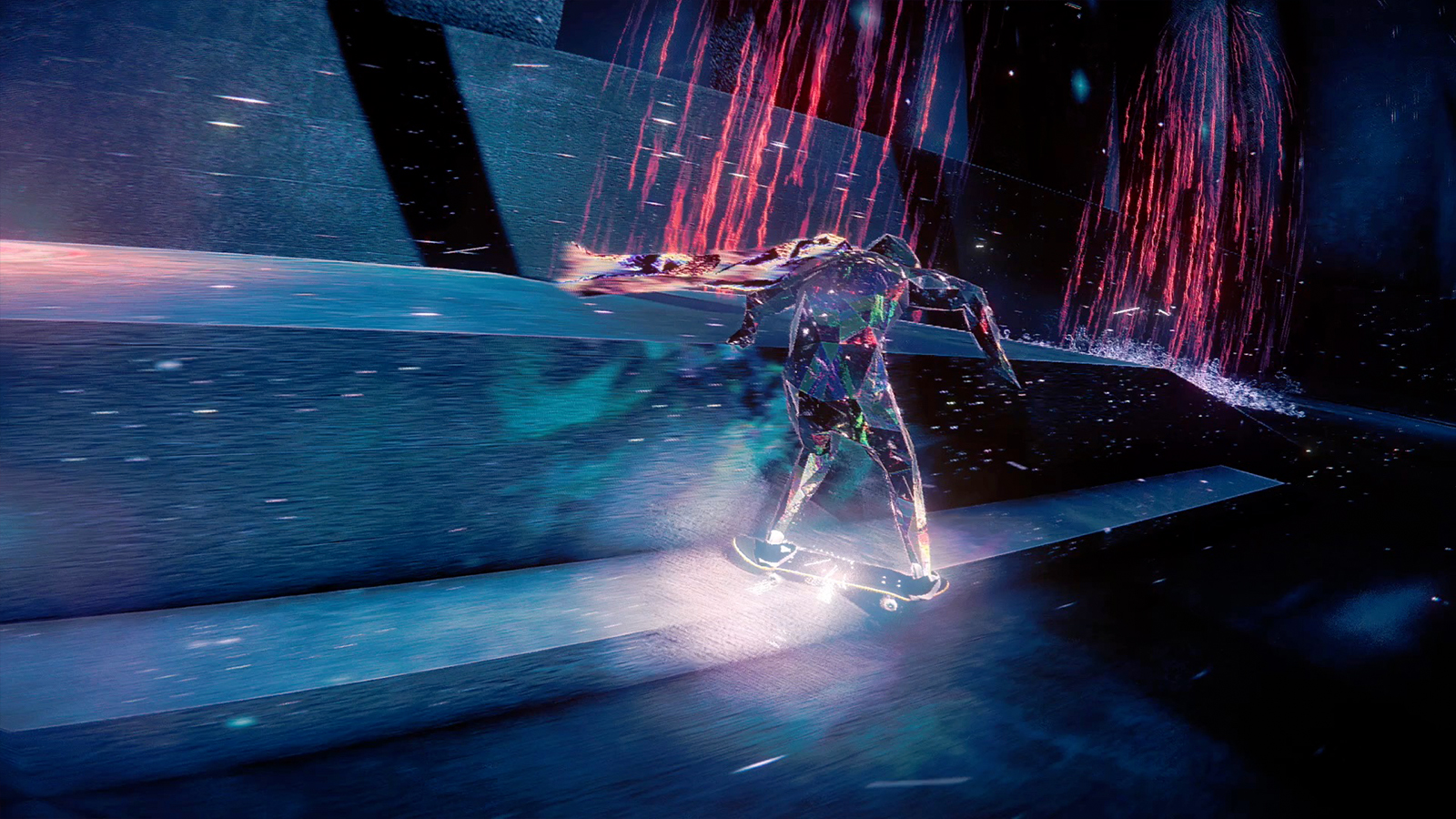 A stylised shiny demon skateboards across hell in an indie game for Nintendo Switch 2