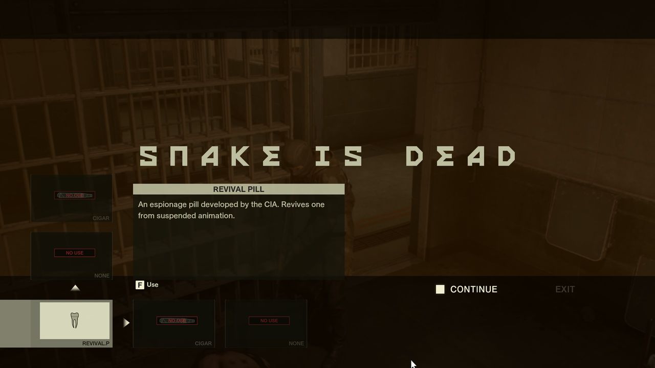 Metal Gear Solid Delta: Snake Eater prison - Revive pill