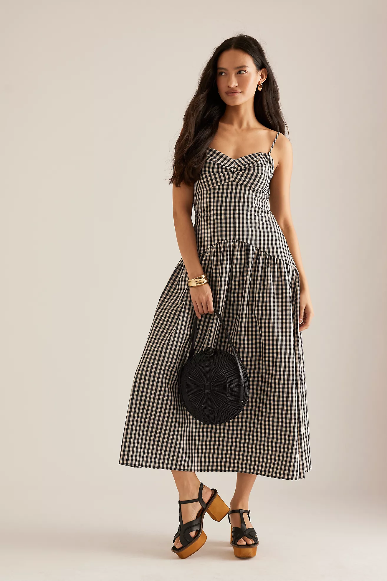 By Anthropologie Gingham Midi Dress