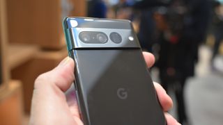 A close-up of the Google Pixel 7 Pro's cameras