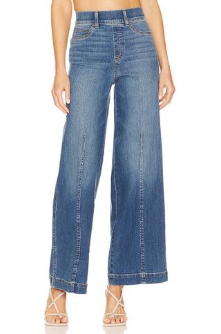 Front seam wide leg jeans