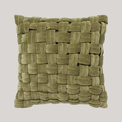 John Lewis, John Lewis Velvet Basket Weave Cushion, Green
