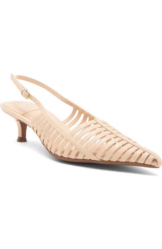 Striper Kitten Heel Slingback Pump