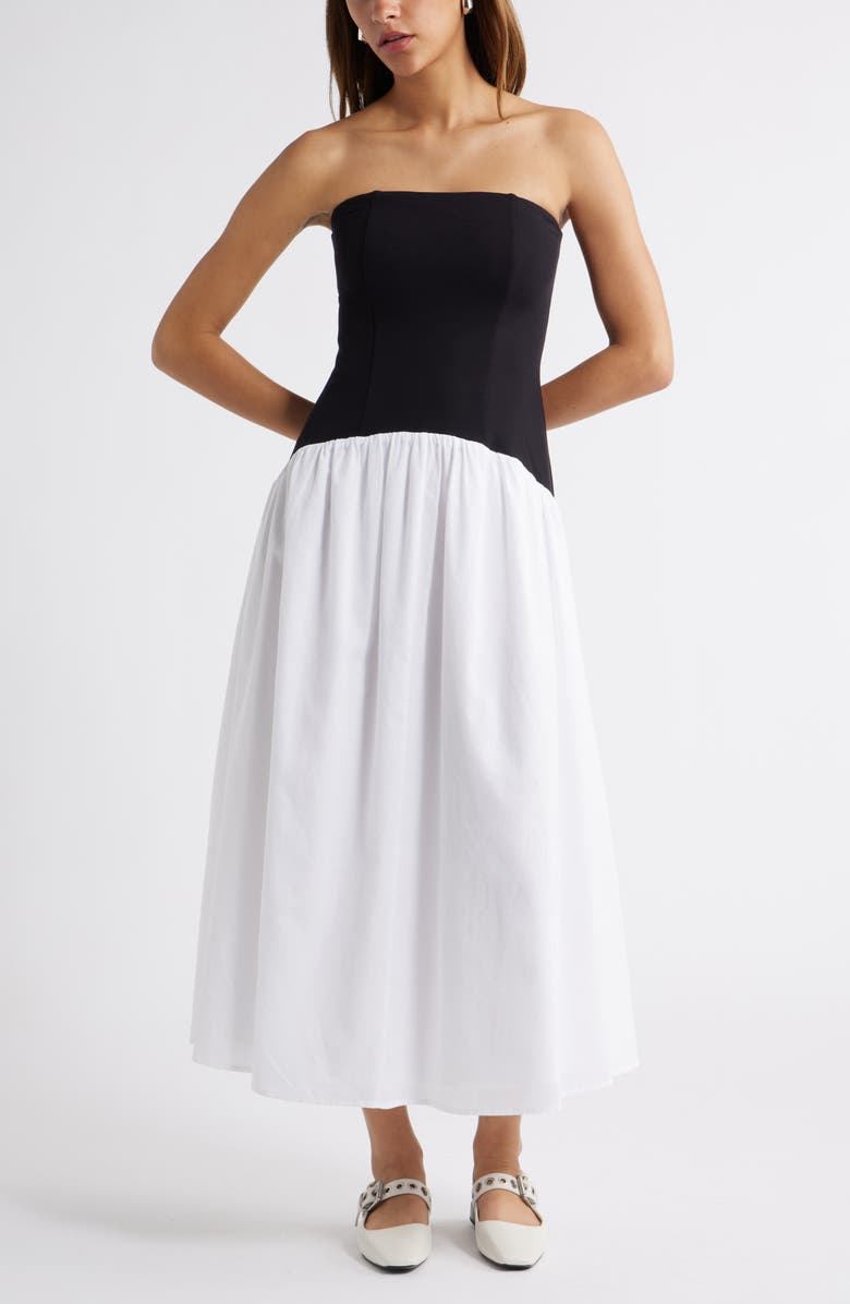 Curved Waist Strapless Maxi Dress
