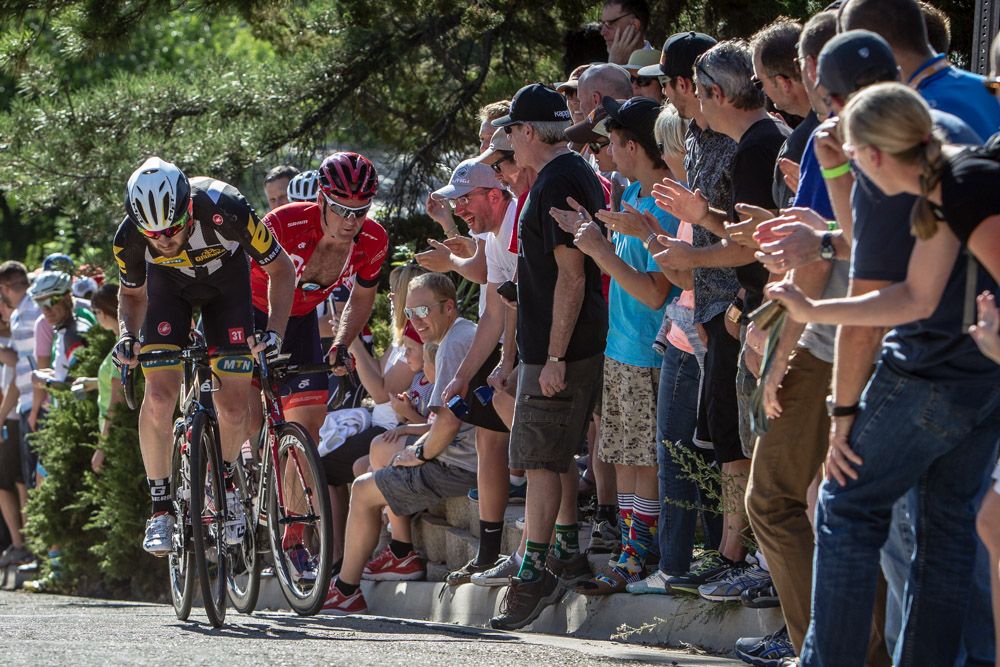 Matt Goss (MTN-Qhuebeka) gets some help from fans on the climb