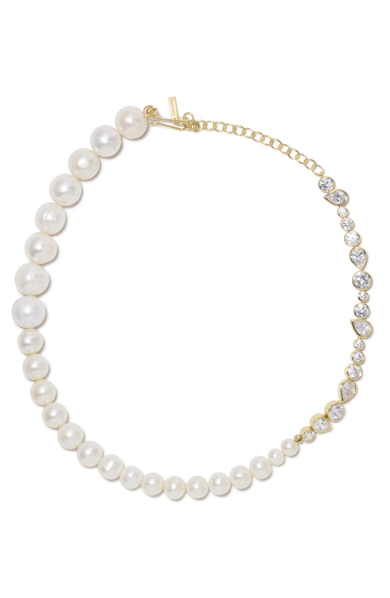 Freshwater Pearl &amp;amp; Cubic Zirconia Necklace