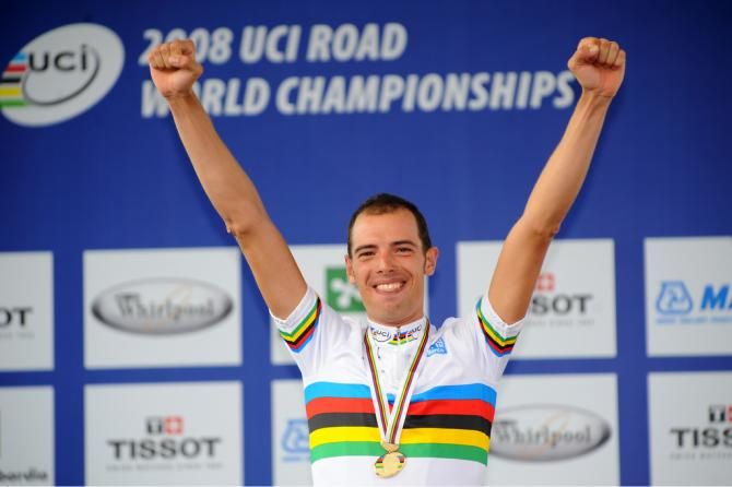 Alessandro Ballan (Italy) in the rainbow jersey after his 2008 triumph