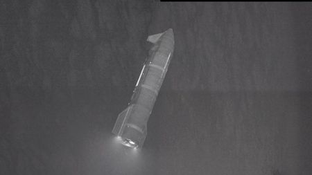 The upper stage of SpaceX's Starship megarocket, seen here on July 23 during the vehicle's 13th test flight by one of the company's Starlink V3 satellites.