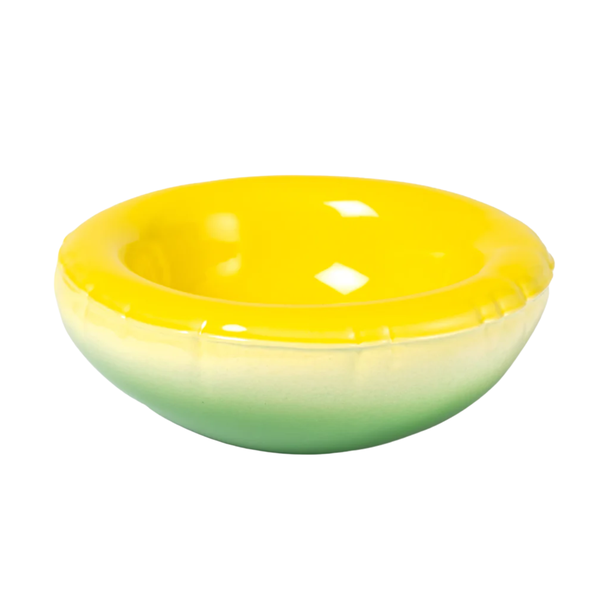 inflated bowl in yellow, white, and green