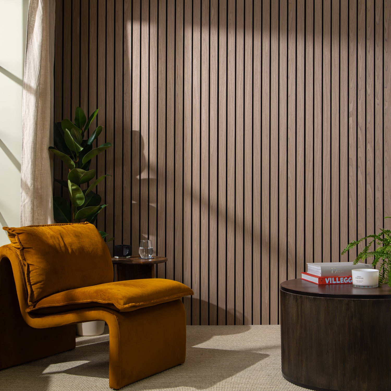 Slatwall Grand Acoustic Walnut Slatted Wall Panel - 2.4m X 0.6m