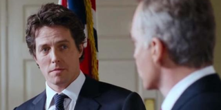 David (Hugh Grant) faces off with the United States President (Billy Bob Thornton) in 'Love, Actually'