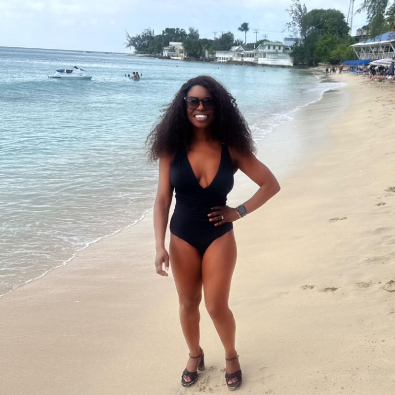 Paula Moore wearing the Melissa Odabash Panarea swimsuit