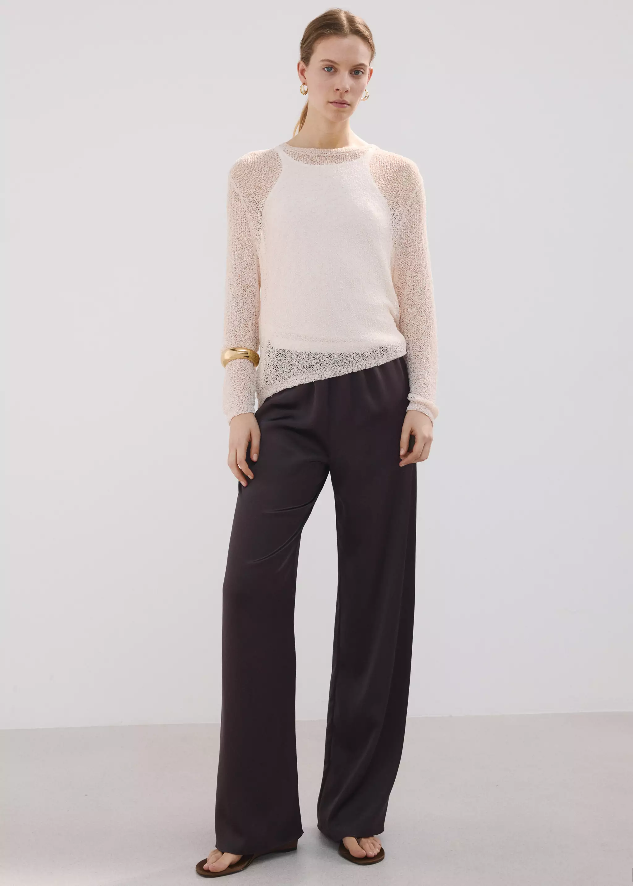 Satin Straight-Fit Trousers - Women | Mango United Kingdom