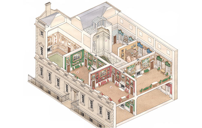 This year marks the 80th anniversary of the sale and demolition of Norfolk House. John Martin Robinson re-creates the splendours of this outstanding Georgian town house with the help of historical photography and a reconstruction drawing specially commissioned by Country Life. Illustration by Stephen Conlin.