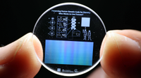 A photograph of a 5D memory crystal on which the entire human genome has been inscribed.