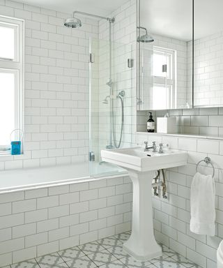 fresh white bathroom with metro tiles