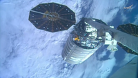 Northrop Grumman&rsquo;s Cygnus XL cargo craft is pictured installed to the Unity module&rsquo;s Earth-facing port as the International Space Station orbited 262 miles (422 kilometers) above the Atlantic Ocean off the coast of South Africa.