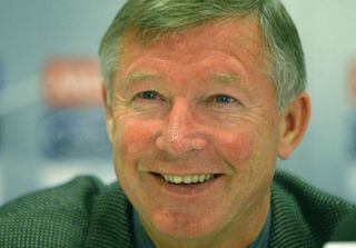 Manchester United manager Sir Alex Ferguson during a press conference, September 2002