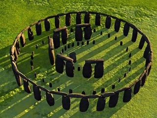 An overhead view of the Stonehenge monument in England.