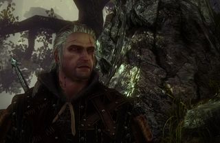 Best Witcher 2 mods — A screenshot of Geralt in Witcher 2, modded to resemble his Witcher 3 incarnation