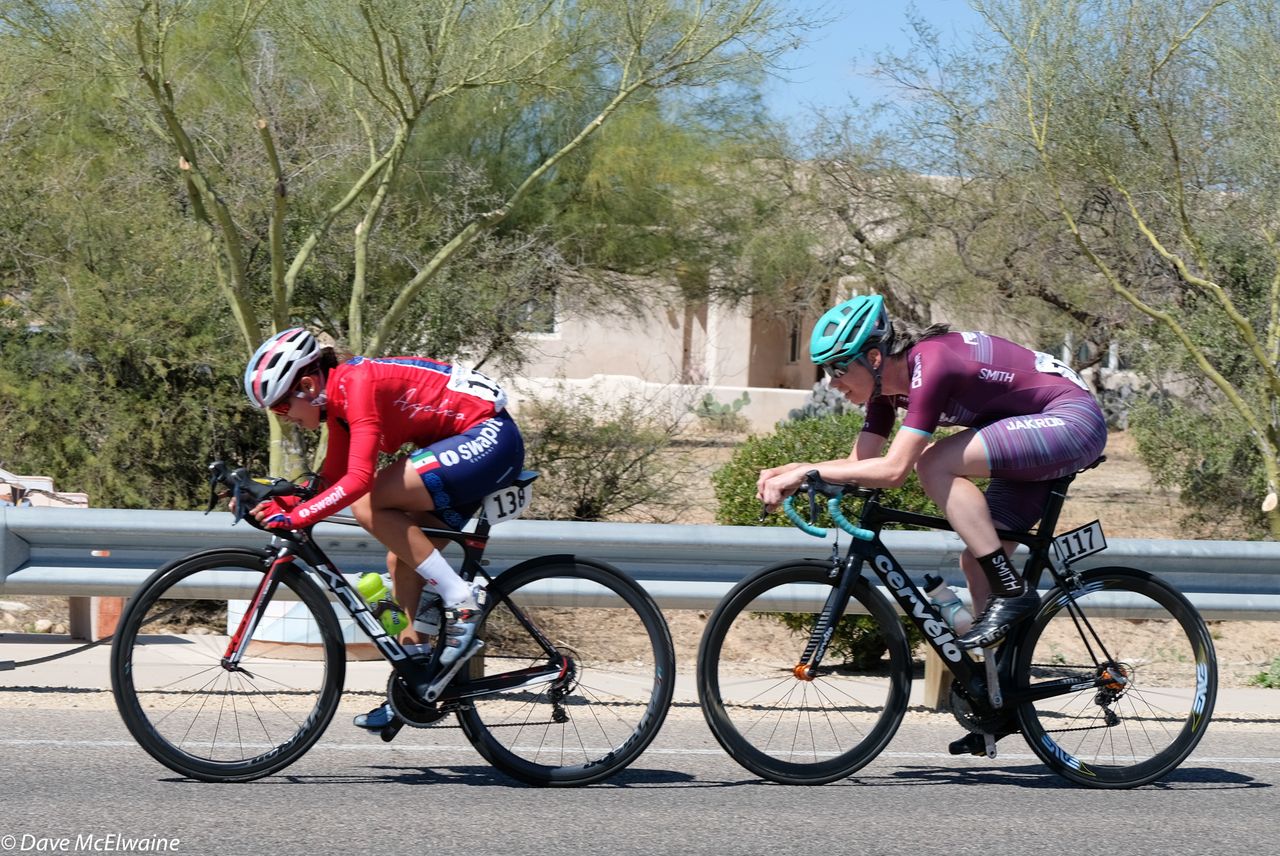Brenda Santoyo (Swapit Agolico) and Jamie Gilgen (Rise Racing) successfully held off the charging pack, with Gilgen taking the win at the line of the road race.