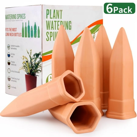 Fabulas Terracotta Plant Self Watering Spike Stakes 6 Pack Automatic Plant Watering Devices for Indoor Outdoor Plants