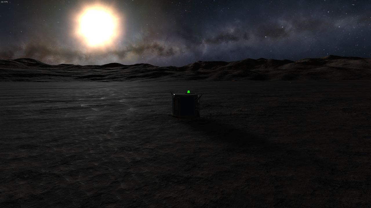 A Bepicolombo mission lander as envisioned in Kerbal Space Program's Shared Horizons.