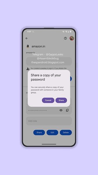 Upon "sharing" a password, users will see a brief message explaining what it means.