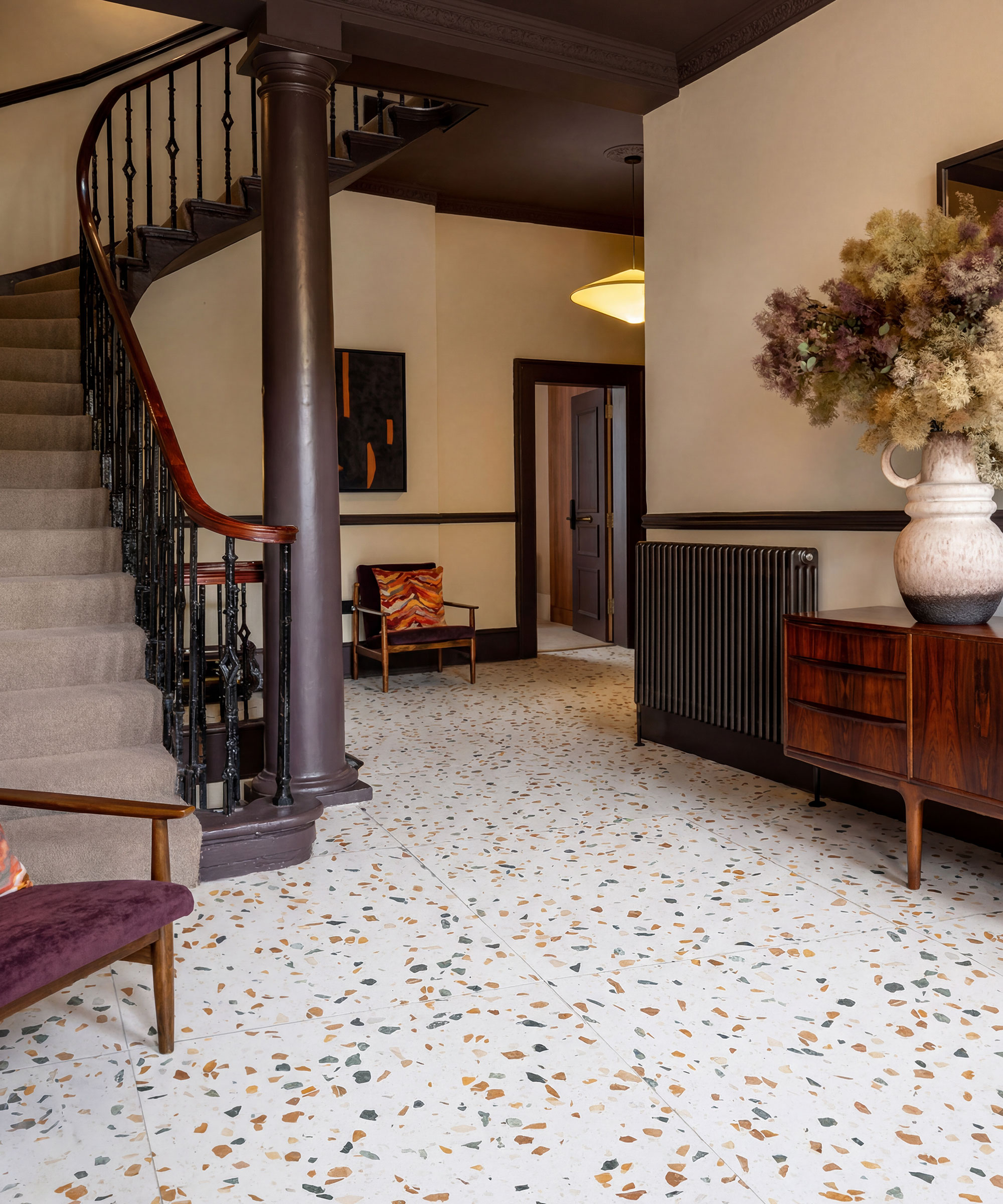 grand entrance hall with terrazzo flooring