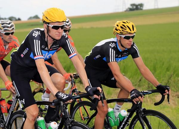 Sky's Bradley Wiggins and Richie Porte.