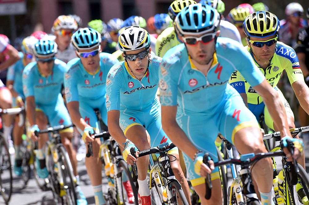 Astana team and their leader Fabio Aru