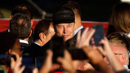 Elon Musk attends a Donald Trump rally on 5 October 2024